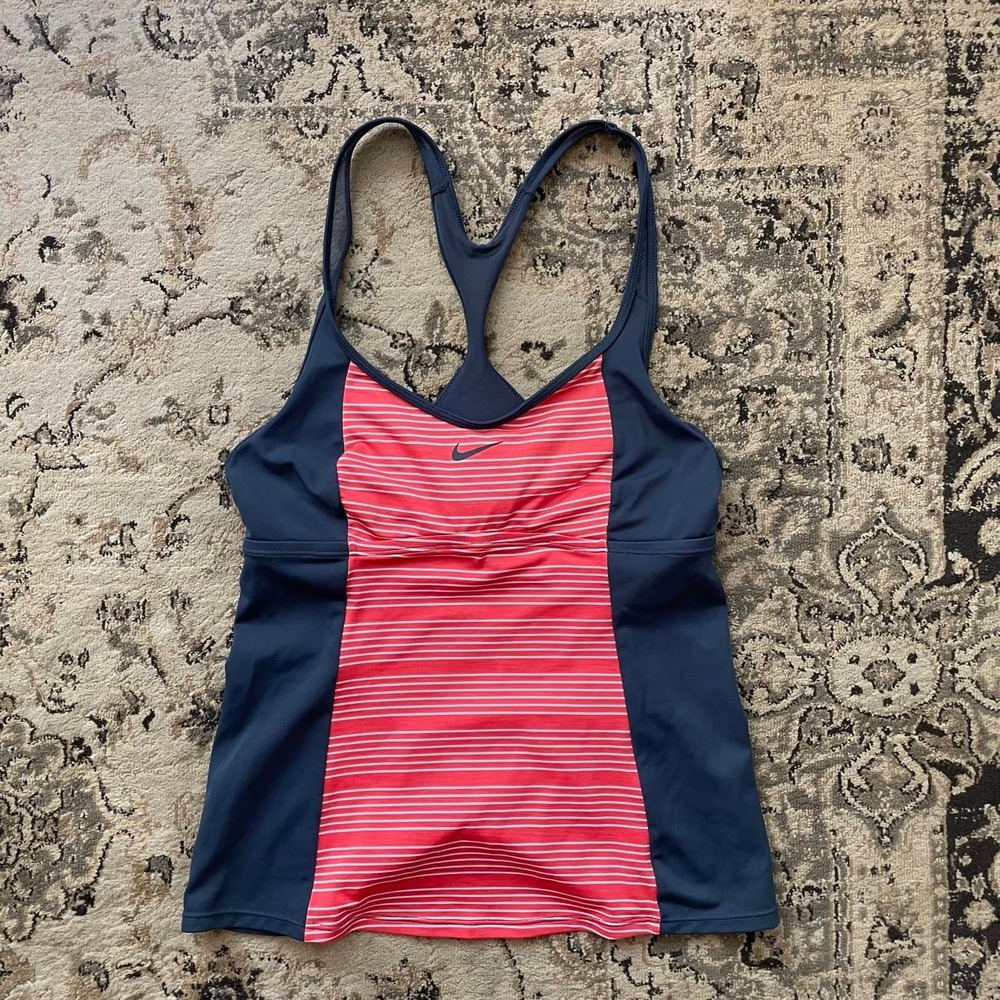 y2k nike striped workout tank top womens sz m sporty running athletewear